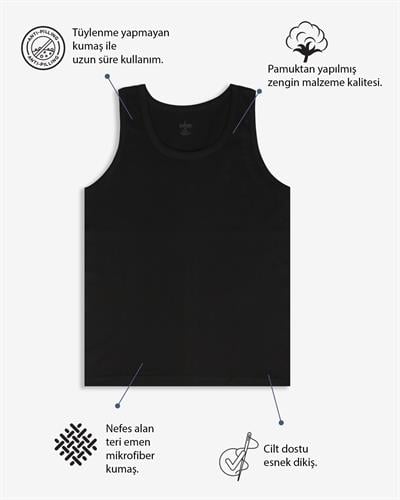 Erkek Penye Atlet Siyah