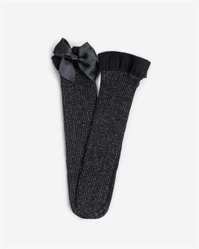 Kadın Fiyonklu Simli Çorap Siyah