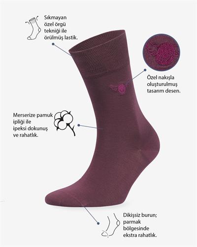 Mor Renkli Düz Merserize Çorap