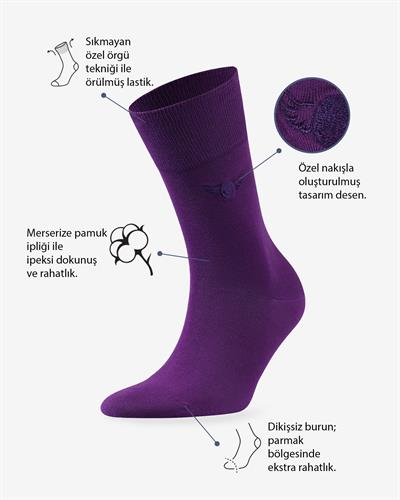 Mor Renkli Düz Merserize Çorap