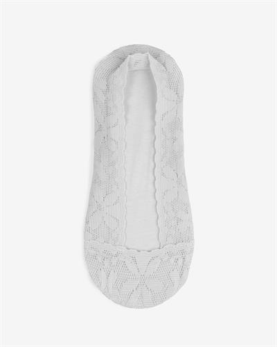 Kadın Lazer Kesim Dantel Desenli Babet Çorap Gri