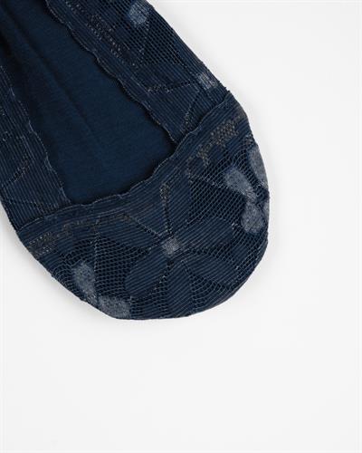 Kadın Lazer Kesim Dantel Desenli Babet Çorap Siyah