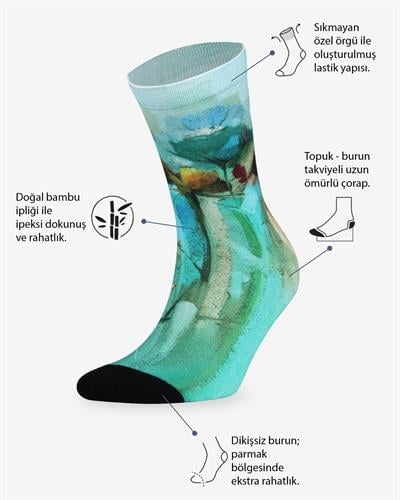 Mystery Blue Unique Desenli Çorap