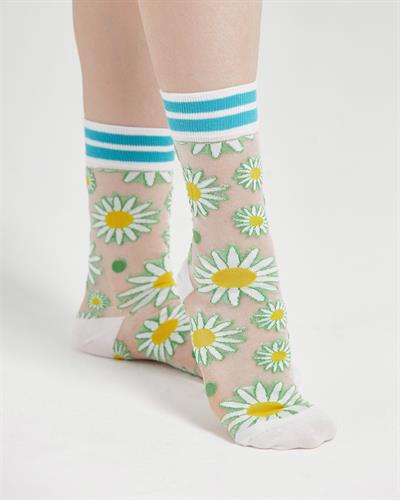 Kadın Japon Kore Tarzı Transparan Çorap Papatya Desen