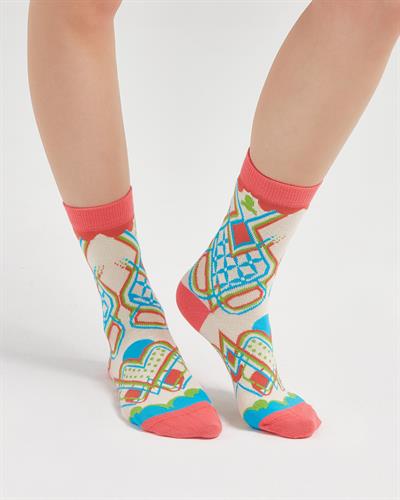 Kadın Pastel Retro Desenli Çorap