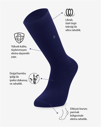 Erkek Premium Dikişsiz Bambu Çorap Lacivert