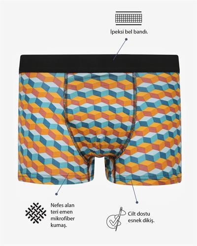 Erkek Boxer Renkli Küp Desen