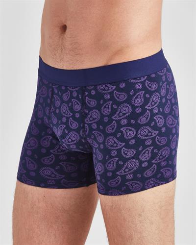 Erkek Boxer Paisley Desen Lacivert