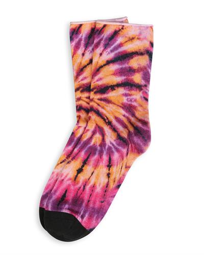 Kadın Roll Top Lastiksiz Batik Desen Mor