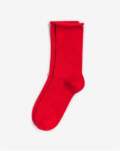 Kadın Roll Top Lastiksiz Bambu Çorap Kırmızı