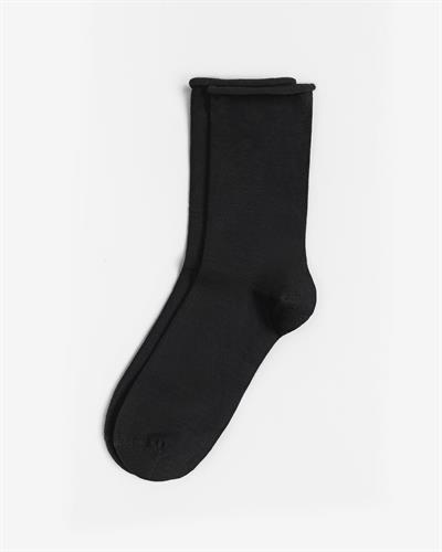 Kadın Roll Top Lastiksiz Bambu Çorap Siyah