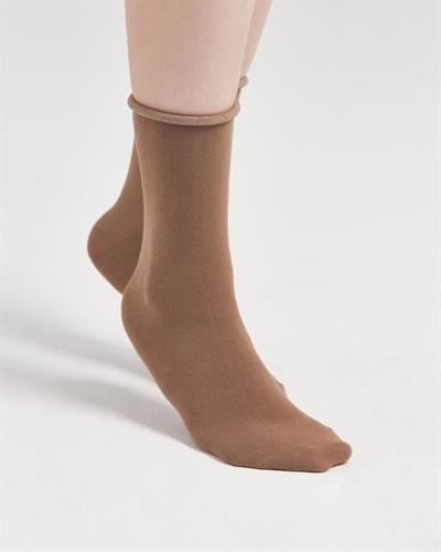 Kadın Roll Top Lastiksiz Bambu Çorap Vizon