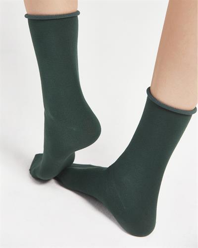 Kadın Roll Top Lastiksiz Bambu Çorap Yeşil
