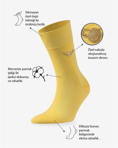 Sarı Renkli Düz Merserize Çorap