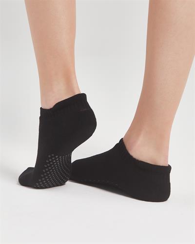 Kadın Dikişsiz Taban Altı Baskılı Havlu Patik Siyah