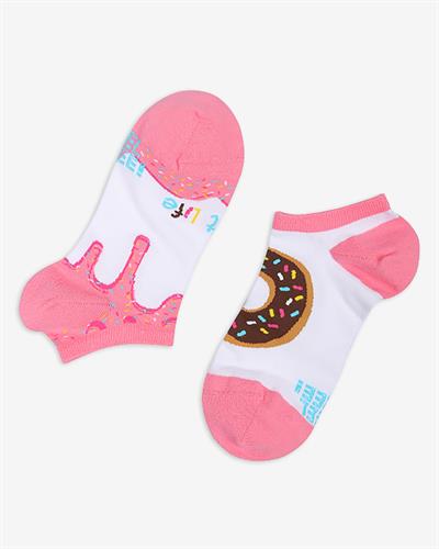 Sweet Life Desenli Pembe Eşi Farklı Kısa Patik Bilek Çorap