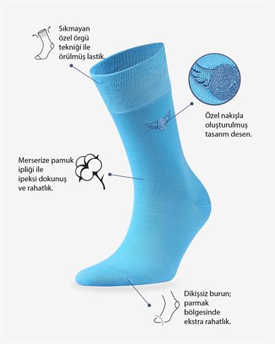 Turkuaz Renkli Düz Merserize Çorap