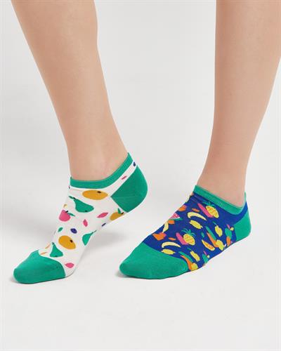 Tutti Frutti Desenli Çok Renkli Eşi Farklı Kısa Patik Bilek Çorap