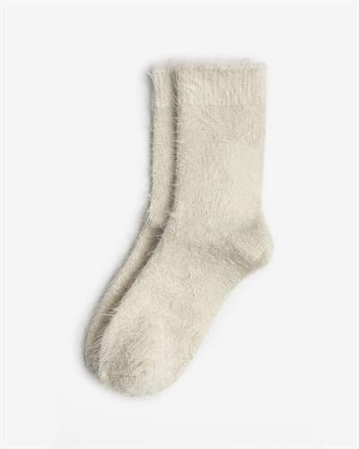 Kadın Tüylü Simli Çorap Krem