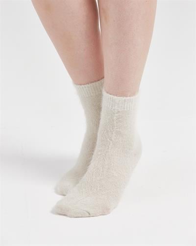 Kadın Tüylü Simli Çorap Krem