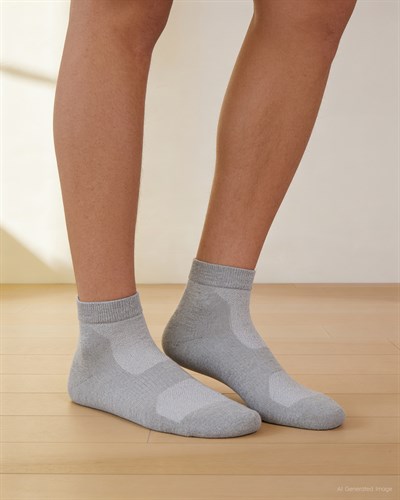 Unisex Dikişsiz Taban Havlu Kısa Spor Çorap Gri