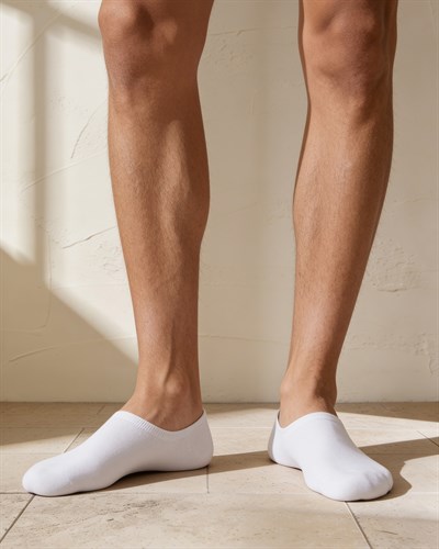 Unisex Premium Dikişsiz Görünmez Bambu Çorap Beyaz