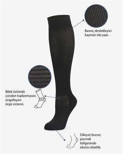 Unisex Uçuş & Seyahat Çorabı Siyah