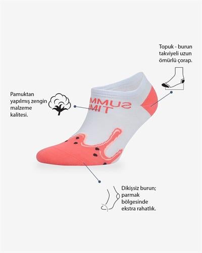 Water Melon Desenli Çok Renkli Eşi Farklı Kısa Patik Bilek Çorap