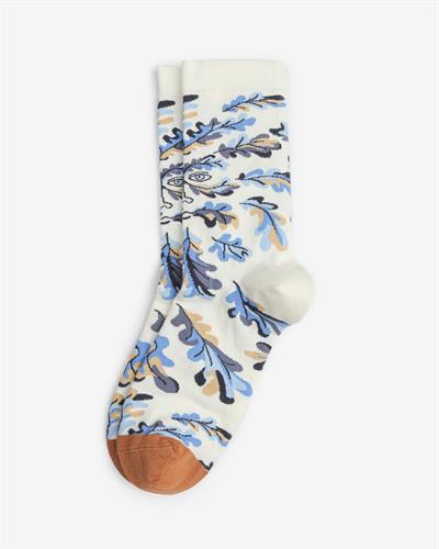 Kadın Yüz ve Yaprak Desenli Çorap 