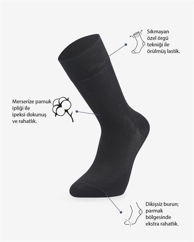 Erkek Yazlık Merserize Çorap Siyah