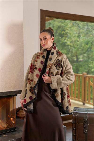 21052 Keçe Ceket-Krem