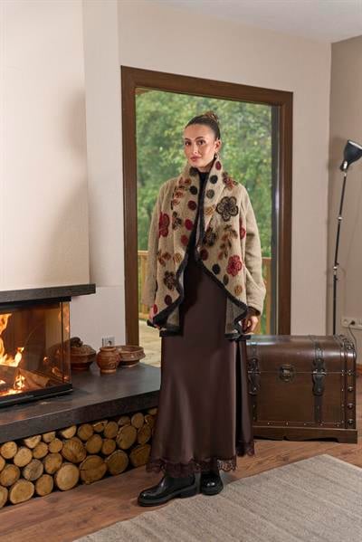 21052 Keçe Ceket-Krem