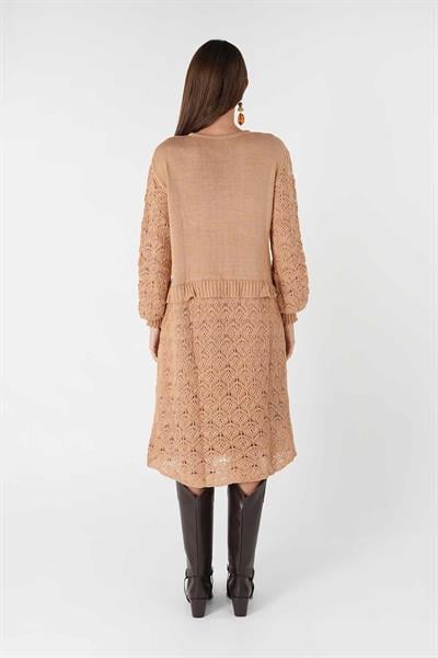 İnci Detaylı Triko Tunik (Karamel)