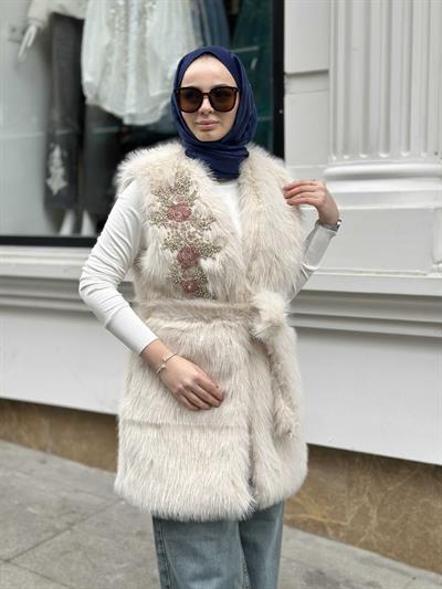 Kisya Yelek Pudra İşlemeli