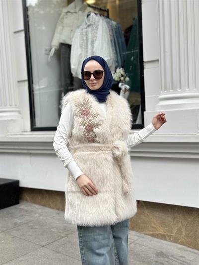 Kisya Yelek Pudra İşlemeli