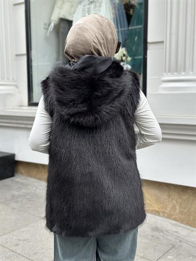 Kürk Yelek Siyah