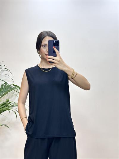 Kurtarıcı Sıfır Kol Penye Tunik Siyah