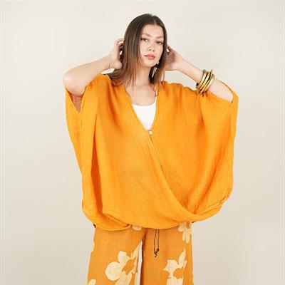 Limon Çiceği Keten Tunik Turuncu