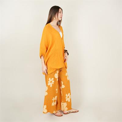 Limon Çiceği Keten Tunik Turuncu