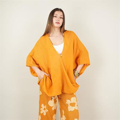 Limon Çiceği Keten Tunik Turuncu