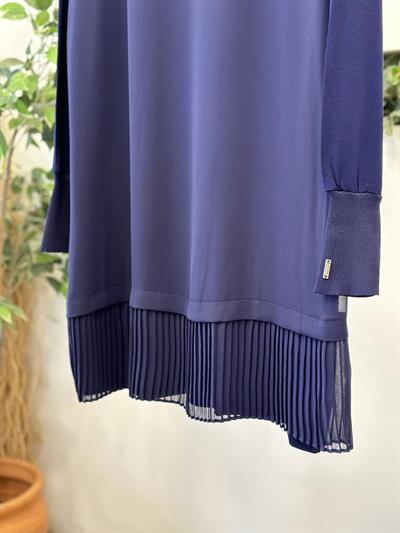 Şifonlu Altı Piliseli Tunik Lacivert