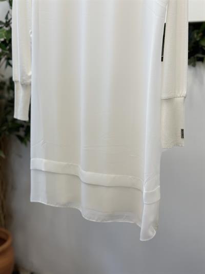 Şifonlu Uzun Kol Penye Tunik Beyaz