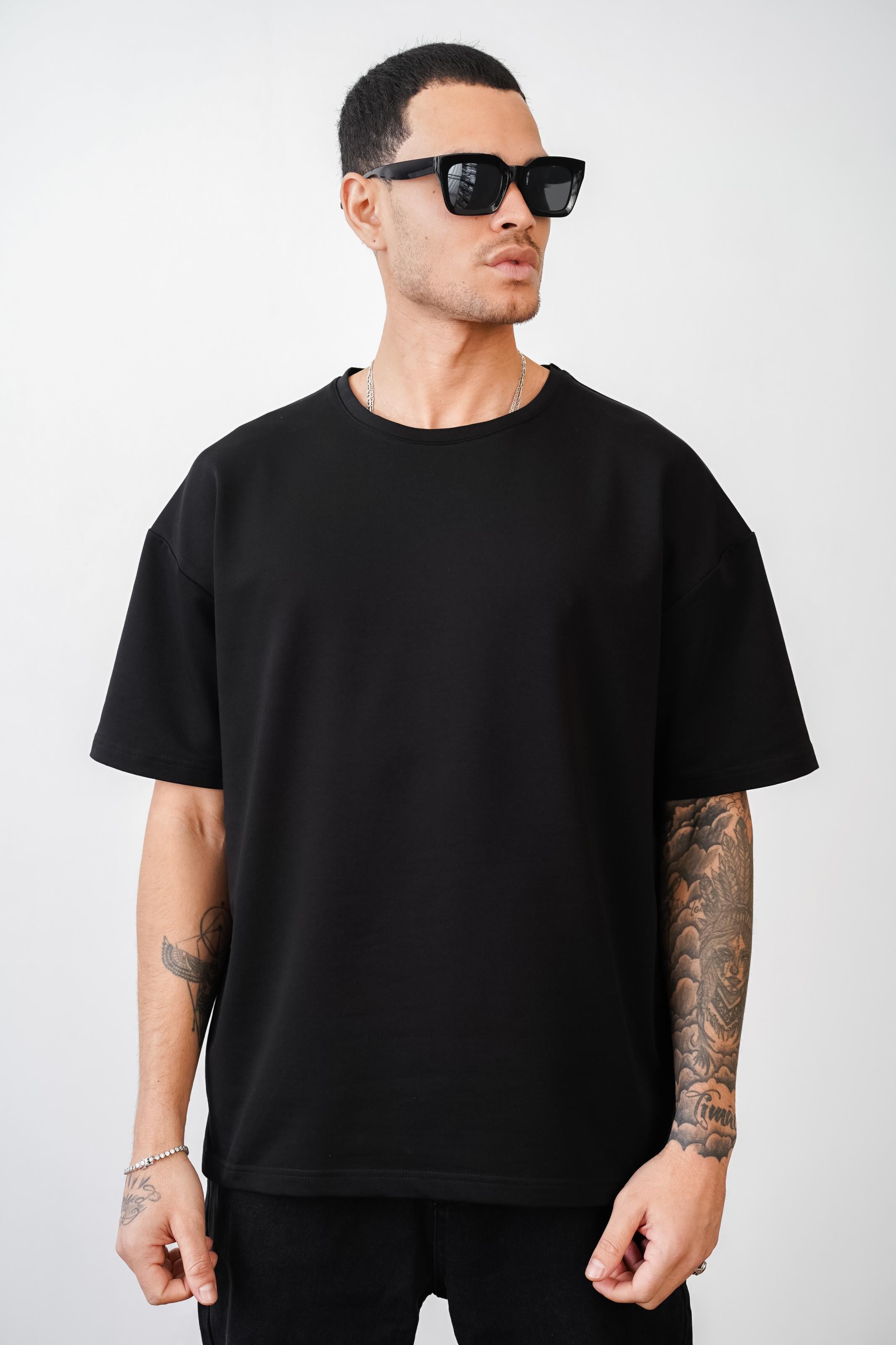 Bisiklet Yaka Battal Boy Oversize Kalıp Basic Tişört