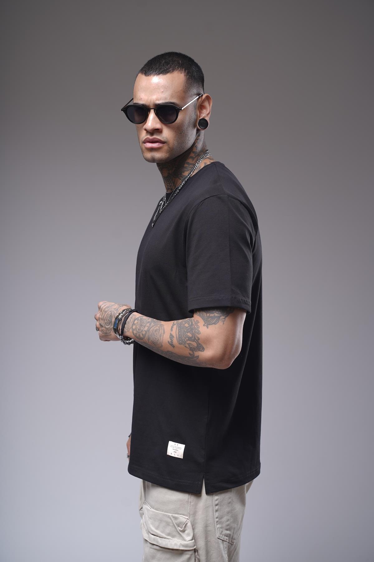 Bisiklet Yaka Likralı Düz Basic Erkek Regular Kalıp Tişört