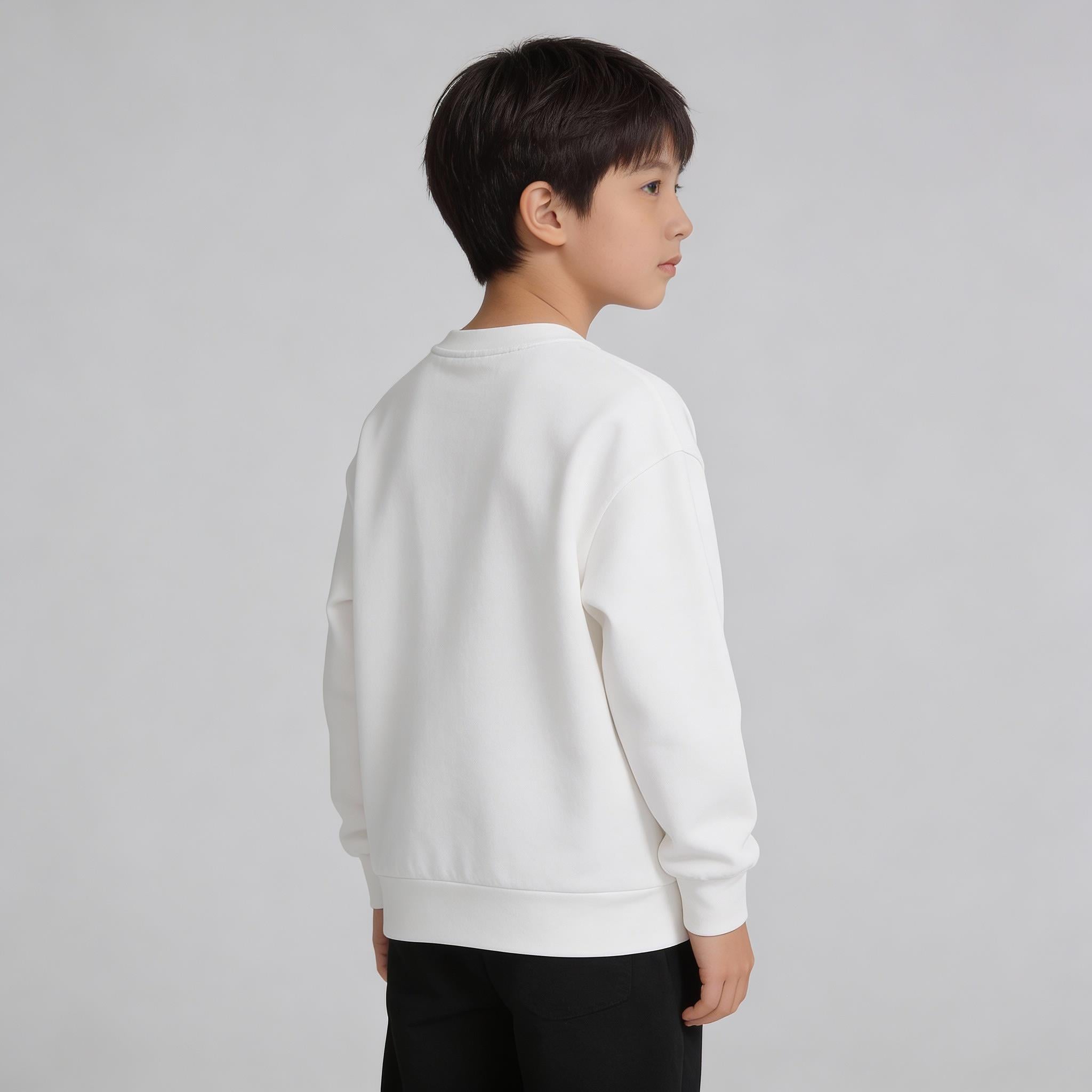 Bisiklet Yaka Nakışlı Oversize Kalıp Çocuk Sweatshirt