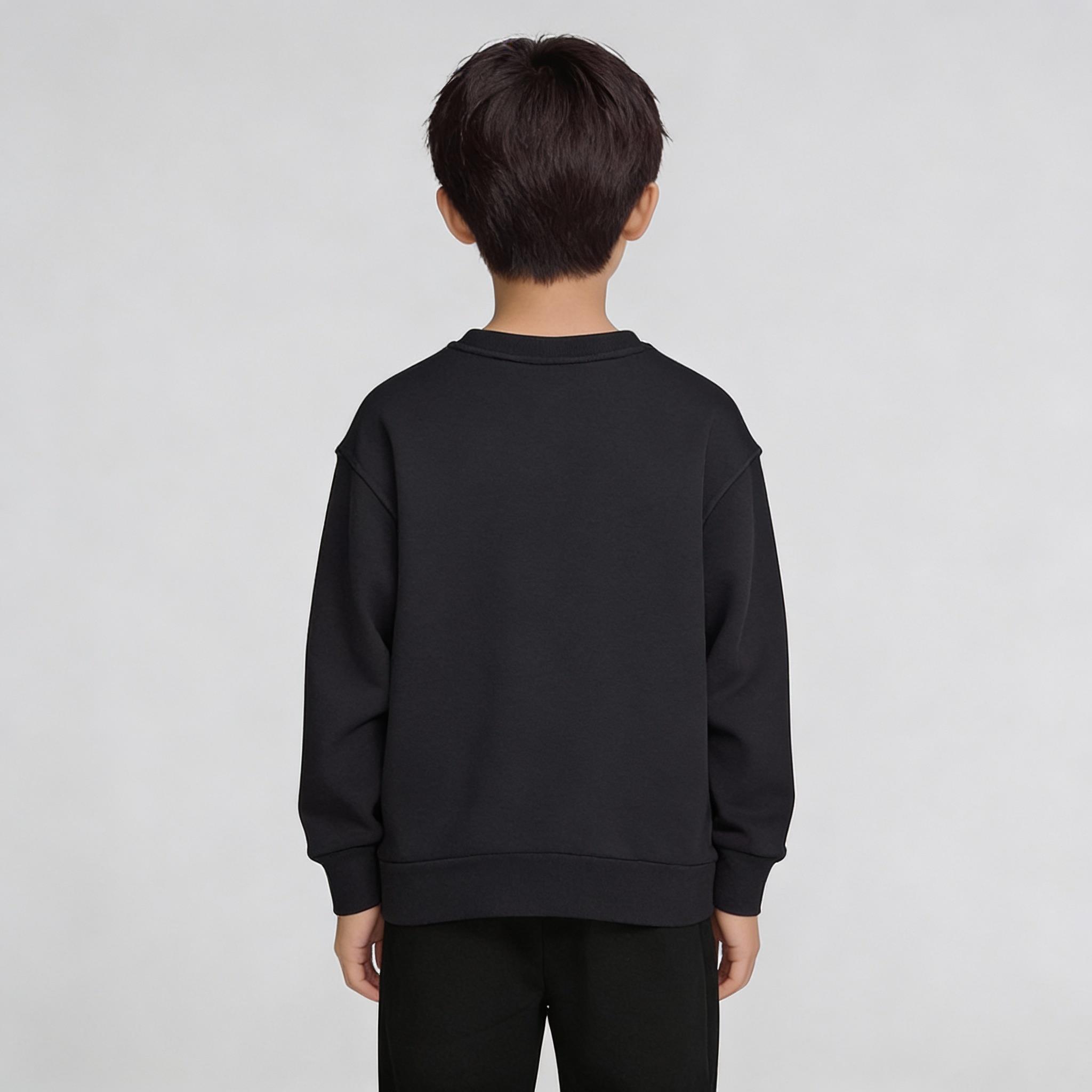 Bisiklet Yaka Nakışlı Oversize Kalıp Çocuk Sweatshirt