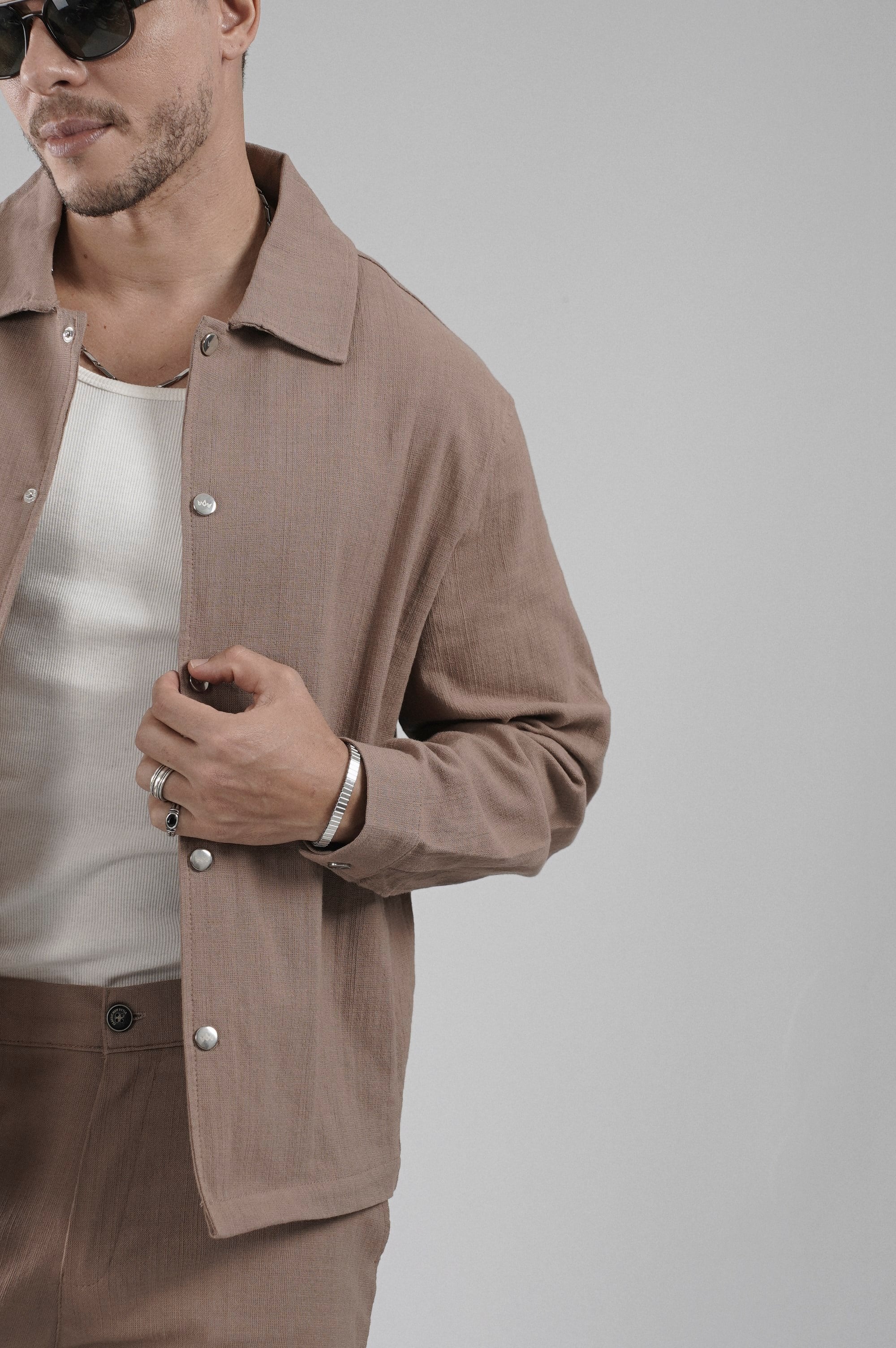 Çıtçıt Kapamalı Oversize Kalıp Keten Alt Üst Takım