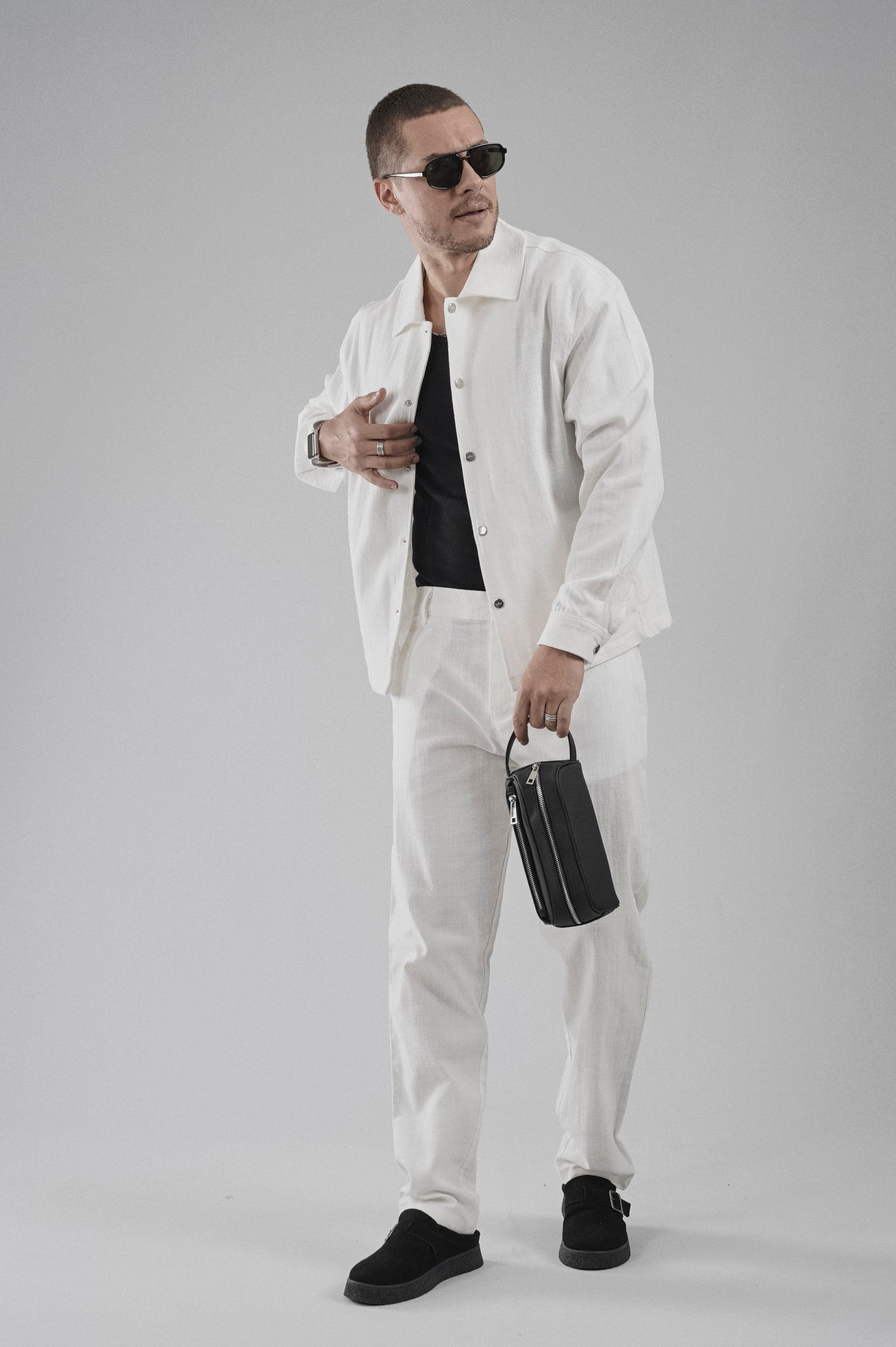 Çıtçıt Kapamalı Oversize Kalıp Keten Alt Üst Takım