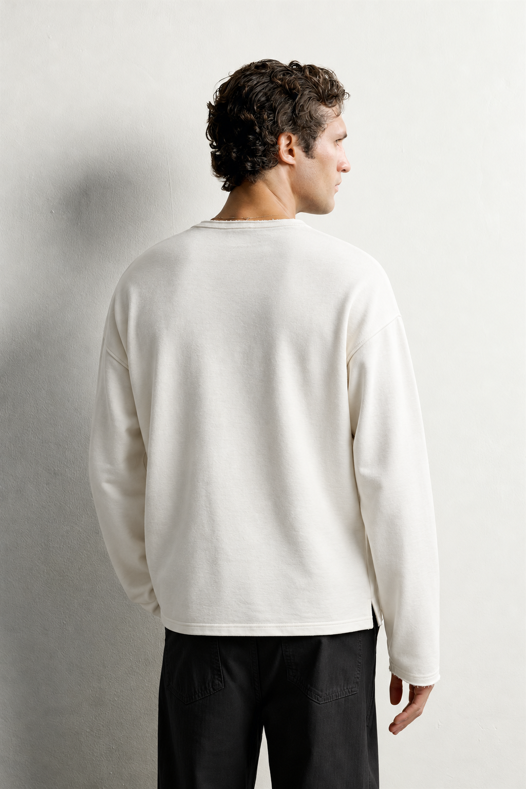 Erkek Basic Pis Yaka Oversize Sweatshirt