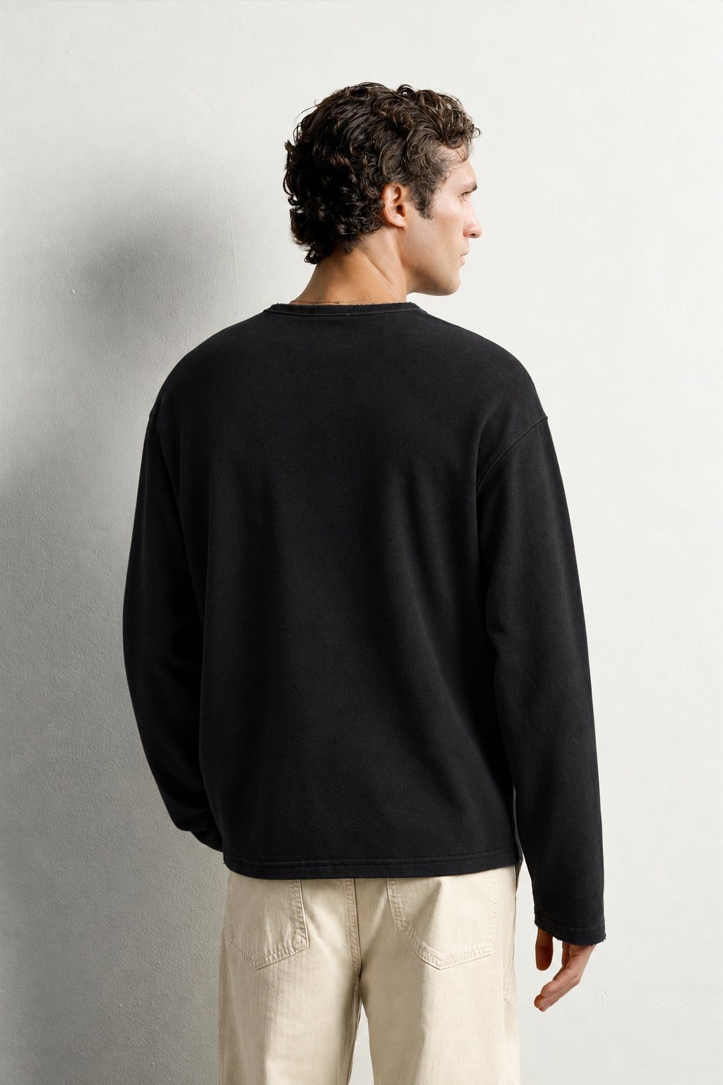 Erkek Basic Pis Yaka Oversize Sweatshirt